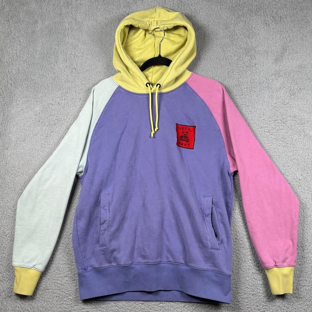 Teddy Fresh Men's L Pastel Colorblock Hoodie 2.0 Sweatshirt Heavy Retro